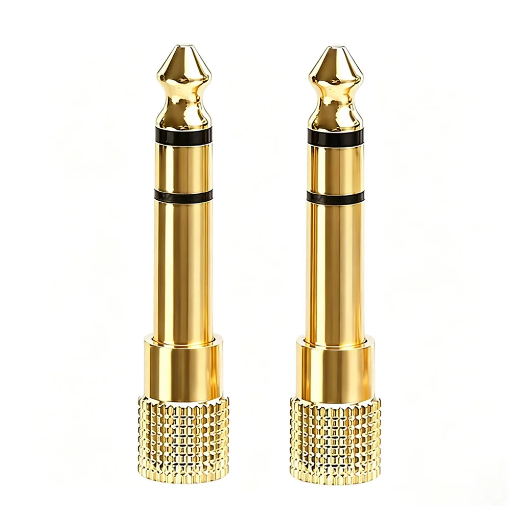 Gold Plated Dual Channel 6.5mm Male to 3.5mm Female Stereo Audio Jack Adapter For Mic Guitar Amp Headphone Recording Aux