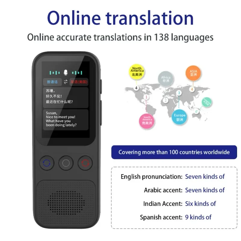 Good Portable Language Translator Device with 138 Languages Voice Translating 17 Offline Translation Simultaneous Interpretation