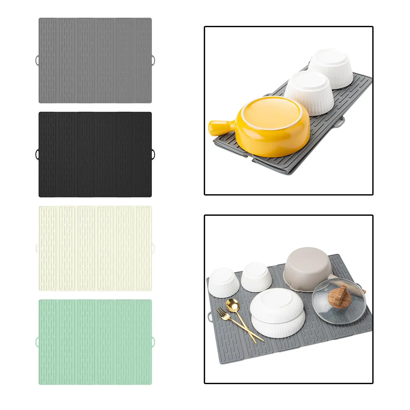

Dish Drain Mat Silicone Foldable Sink Coffee Bar Restaurant Heat Resistant