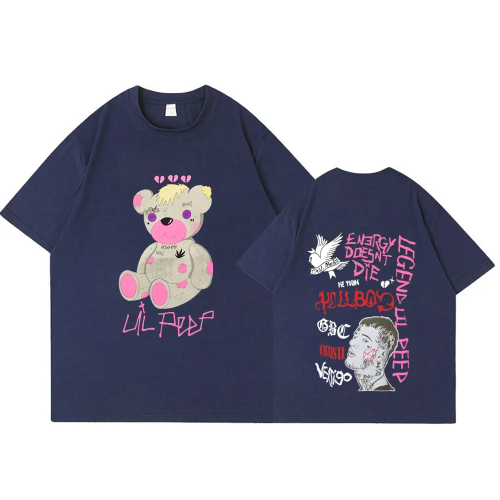 Rapper Lil Peep Bear CryBaby Hellboy T Shirt Men Women Fashion Hip Hop Short Sleeve T-shirt Oversized Cotton Tee Shirt Fans Gift