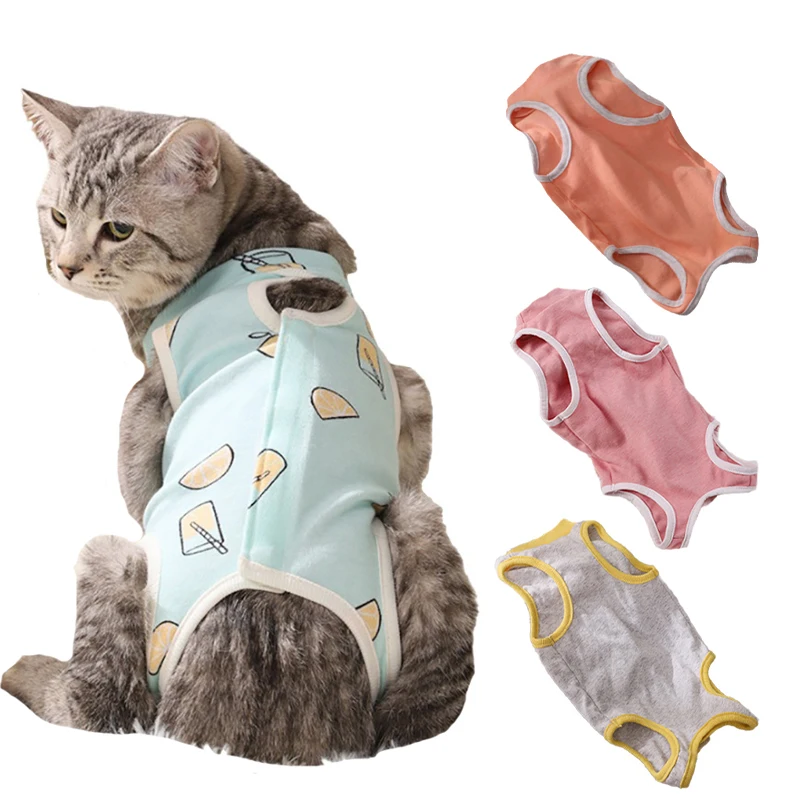 Cat Sterilization Cute Print Pet Care Clothes Anti-lick Recovery Veat After Surgery for Small Dogs Cat Jumpsuit Kitten Wean Suit