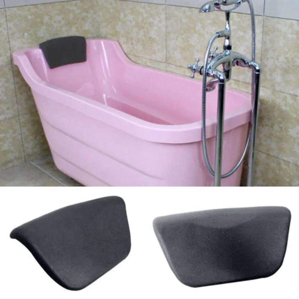 Spa Bath Pillow PU Black Bathtub Head Rest Neck Waterproof Non-Slip Bath Cushion  Support Back Comfort Tub Holder