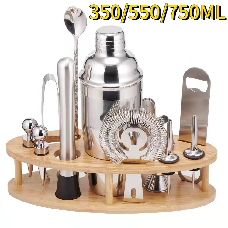 Cocktail shaker 350/550/750ml kit bartender stainless steel shaker bar accessories barware Shaker kit jigger muddler mixer