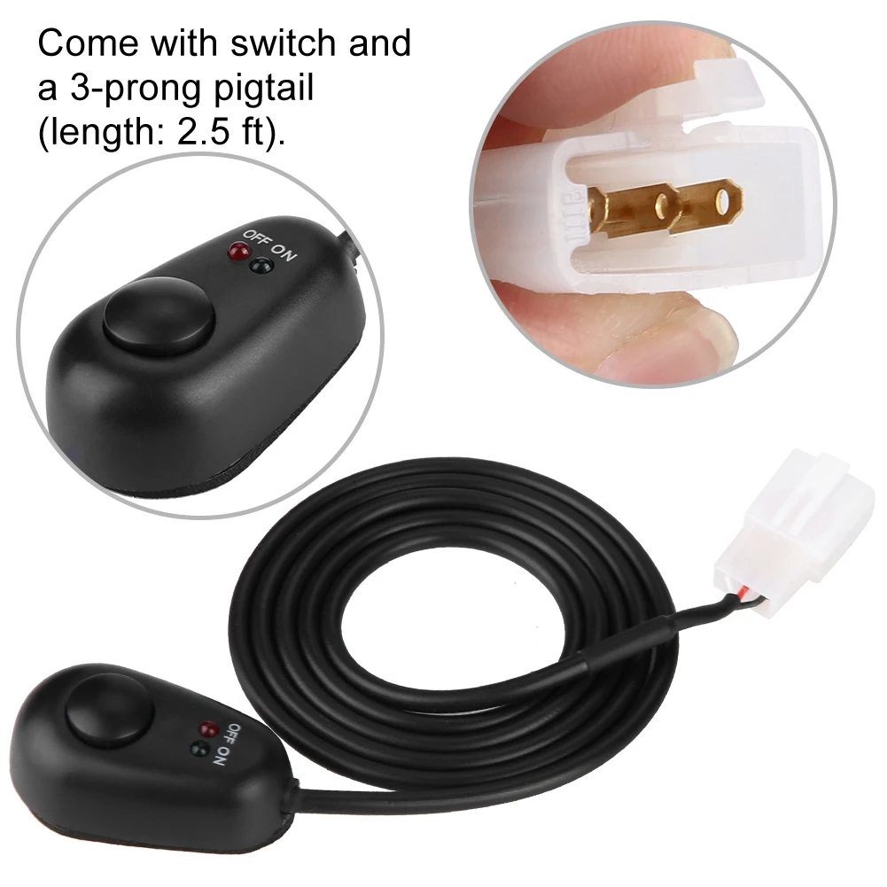 Teardrop-shaped 12V push-button  with red/green LED indicators for on/off functionality