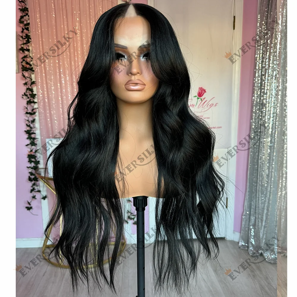 

Jet Black Human Hair Wigs for Women 1x4 Opening U Part Wigs Easy Wear Body Wave Natural Hair V Part Wigs Thick Ends 250Density