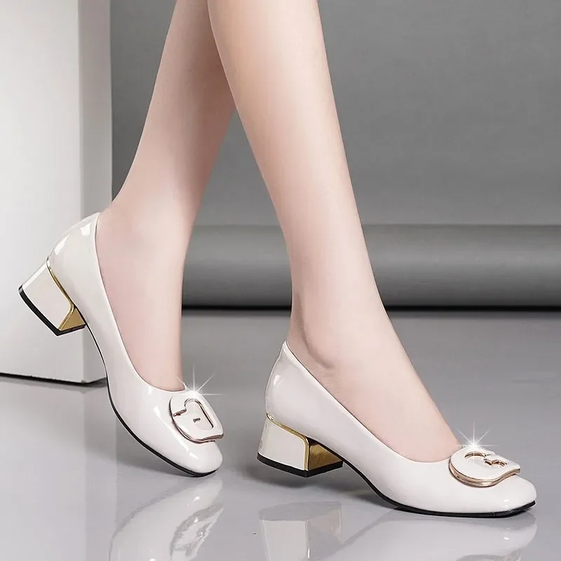 Women Classic Round Toe High Quality Spring & Summer Slip on High Heel Shoes Zapatos Lady Fashion Elegant Black Office Pumps B48