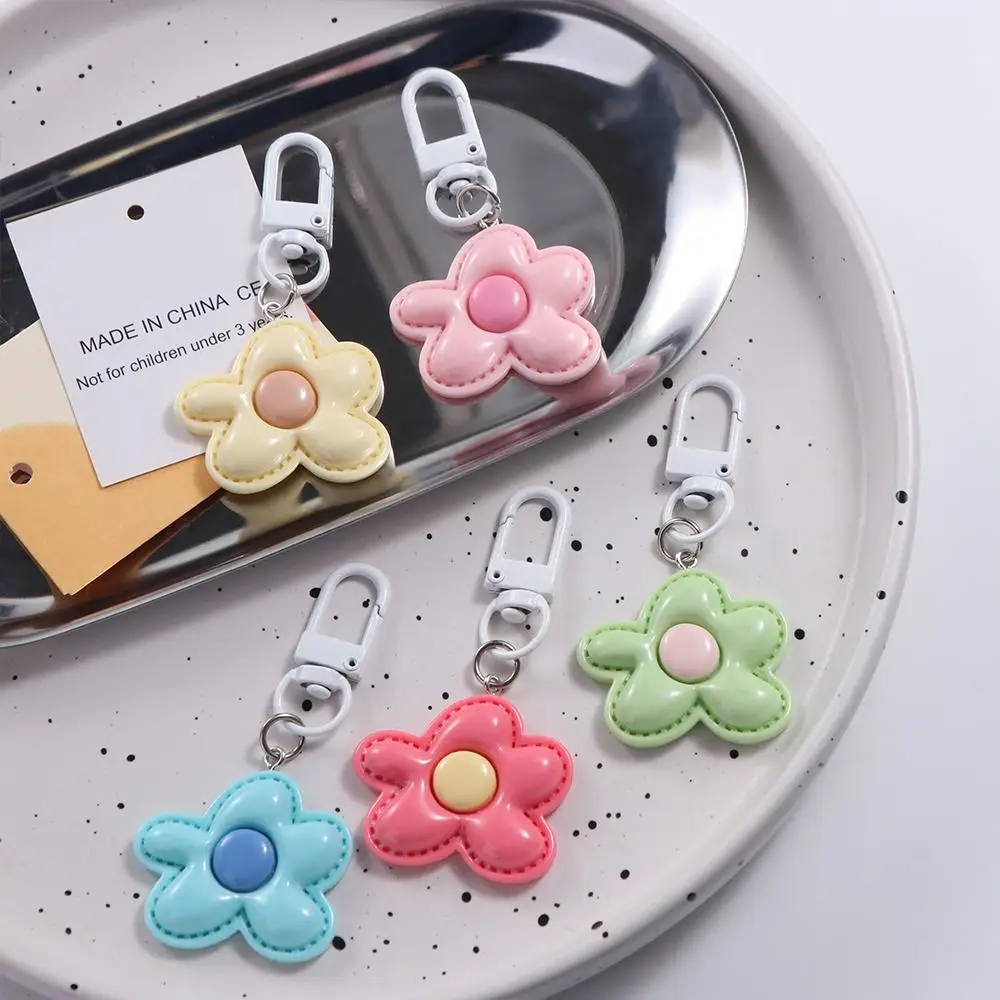 Fashion Korean Style Flower Keychain Cute Mini Resin Floral Keyring Kawaii Colorful Bloom Pendant Car