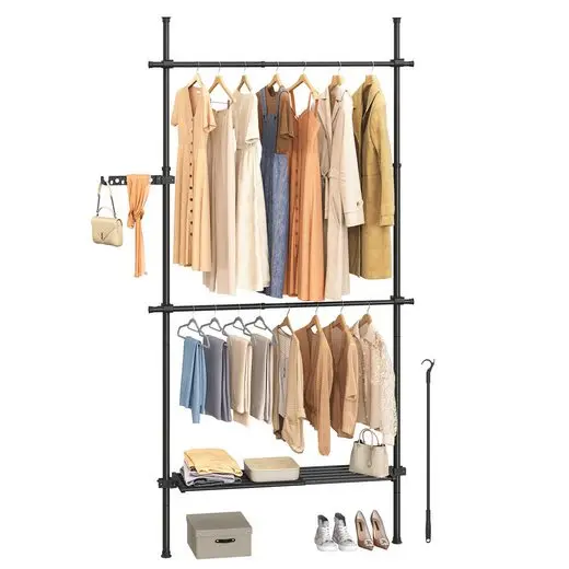 SONGMICS dresses stand, blankets high, 3-tier, height and width adjustable with gripper arm