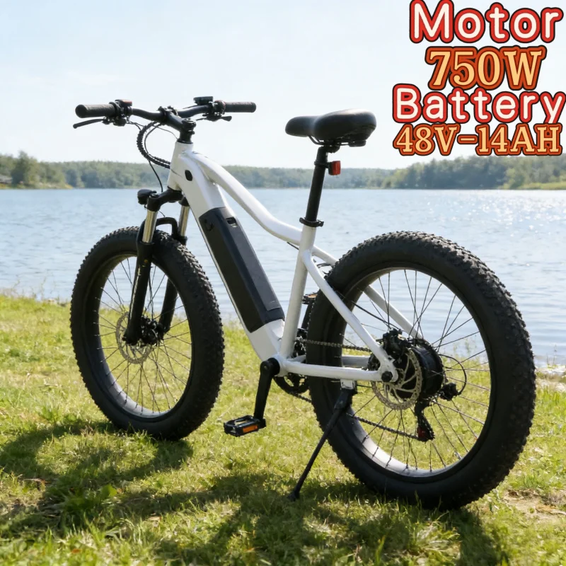 

26-inch 4.0 fat tire off-road E-Bike, 48V14ah all-terrain electric bicycle 750 high-speed mechanical brake motor electric bicycl
