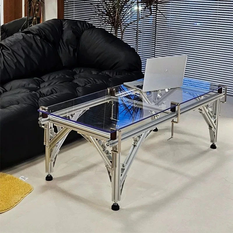 Tempered Glass Coffee Table Simple Nordic Rectangular Metal Coffee Table Living Room Home Minimalist