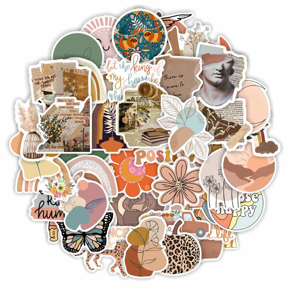 10/30/50PCS Art Bohemian Aesthetic Cartoon Stickers Girls DIY Car Bike Travel Luggage Phone Laptop Waterproof Sticker Decal Toy