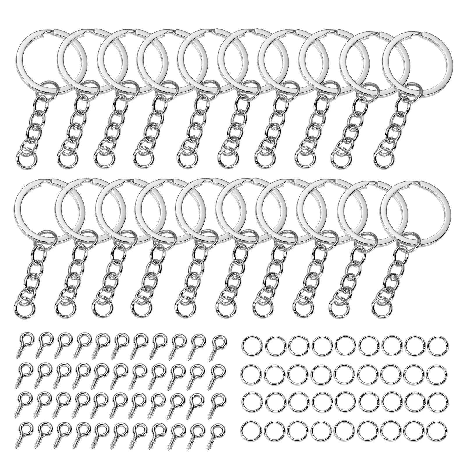 

30/50/320Pcs Key Ring With Chain Jump Rings Screw Eye Pins Set For DIY Jewelry Making Accessories Handmade Crafts