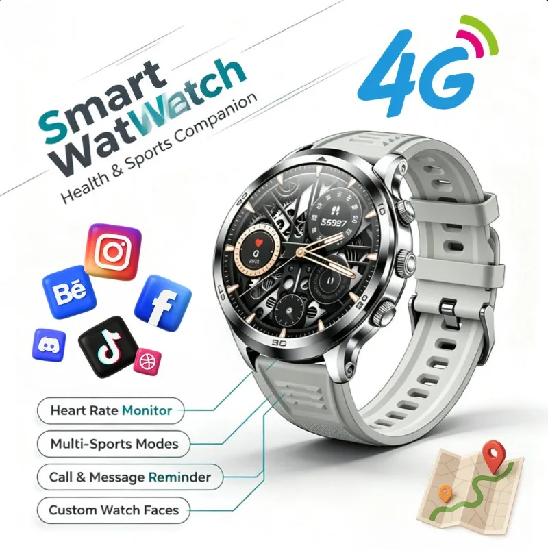 Newest Smart Watch High‑end 1.95" Touch Screen Call Notifications Multi‑Sports Modes Weather Forecast Camera Fitness Wristwatch