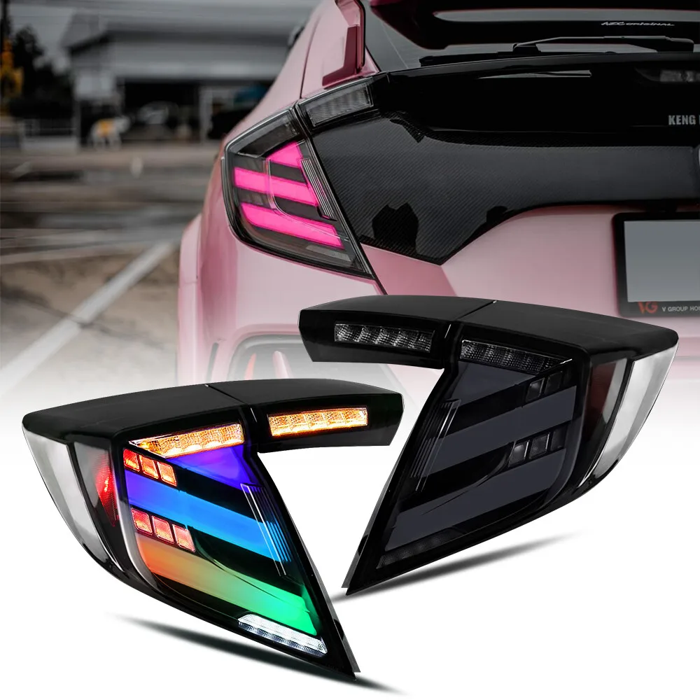 2 قطعة LH + RH RGB LED أضواء خلفية الجمعية لهوندا سيفيك 10th الجنرال هاتشباك 2016-2021 بدوره إشارة الجذع لمبة خلفية #1