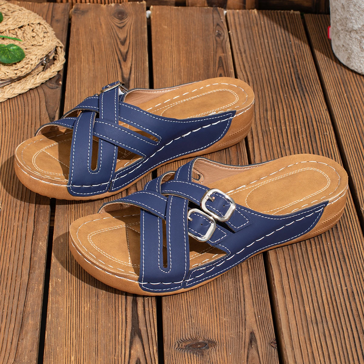 

Пробковые тапочки с полуперетаскивающейся пряжкой и плоской подошвой для мужчин и женщин, уличные пляжные домашние тапочки одного цвета, универсальные летние ленивые тапочки с плоской подошвой