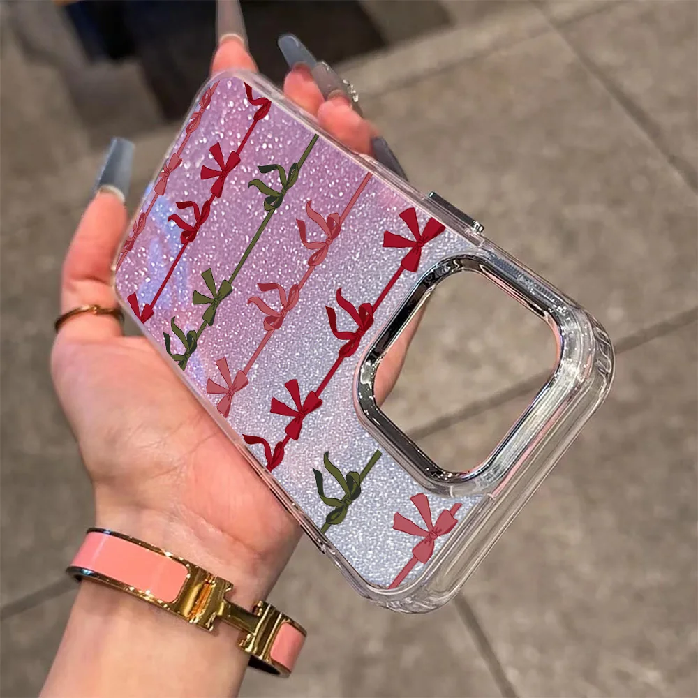 쉘 홀리데이 보우 도금 폰 케이스 (OPPO Realme 14 12 13 11 C75 C65 C63 GT3 C55 C33 C31 C30 Narzo 50 C35 Pro Plus 4G 5G 용)