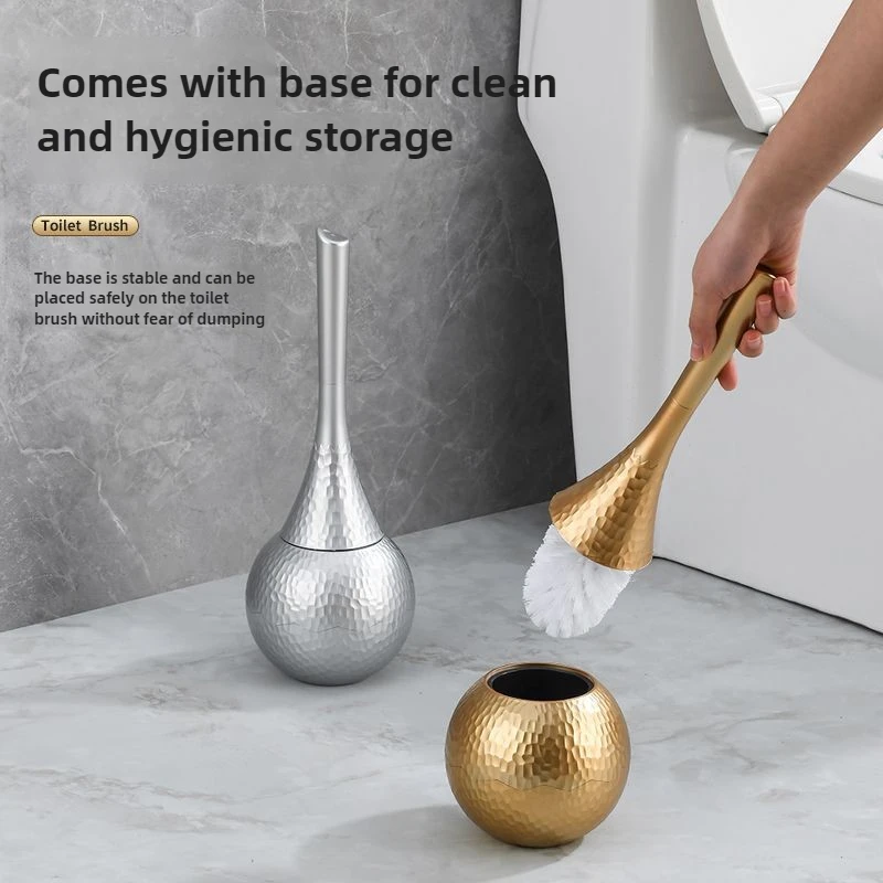 Juego de escobilla de baño dorada de lujo, cepillo de cerdas suaves de nailon reemplazable, mango largo para WC, accesorios de baño, Herramientas de limpieza