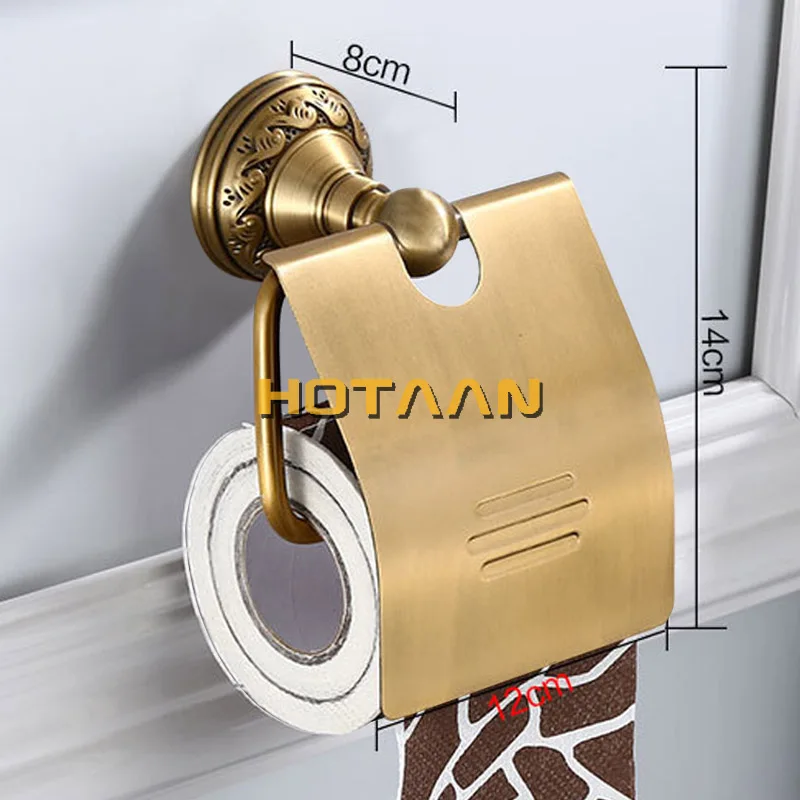 Toilet Paper Holder Wall Mounted Vintage Classic Bathroom  Antique Brass Roll Tissue Box Bathroom Accessories YT-13992