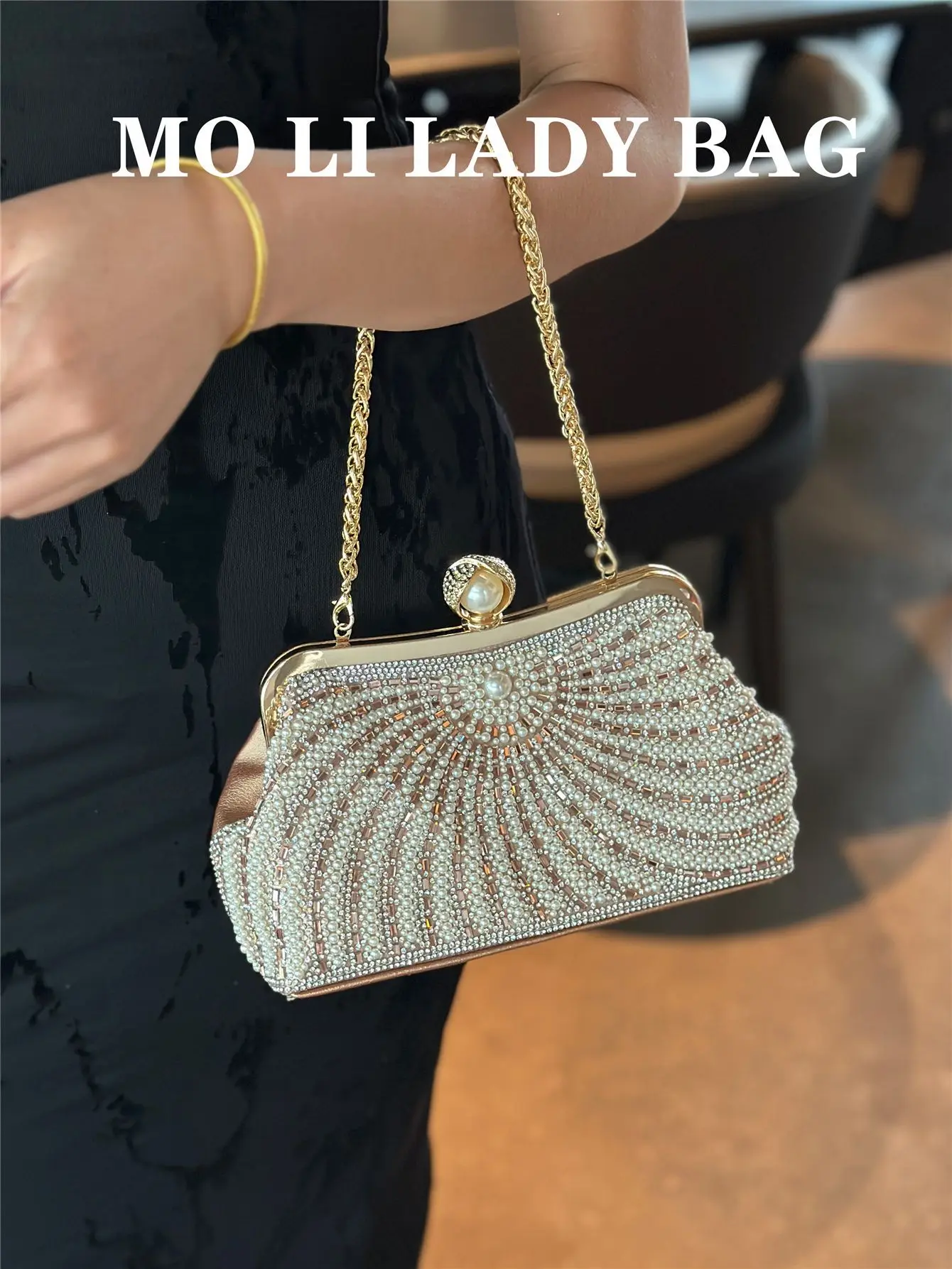 حقيبة عشاء لؤلؤية مع حقيبة متخصصة للنساء حقيبة يد شيونغسام فستان بمزاج المشاهير حقيبة مربعة صغيرة محمولة #6
