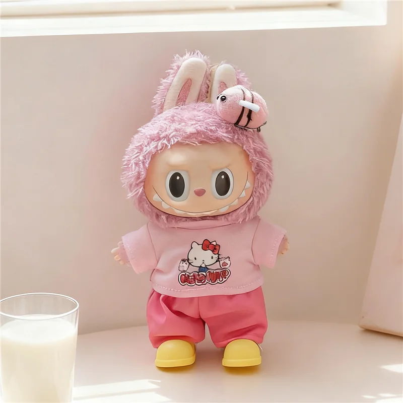 ラビュブドール用15～17cm、漫画風キュートなハローキティTシャツ、カーゴパンツ、魔法のようなダークスタイルのスカートドレス、クロミの服