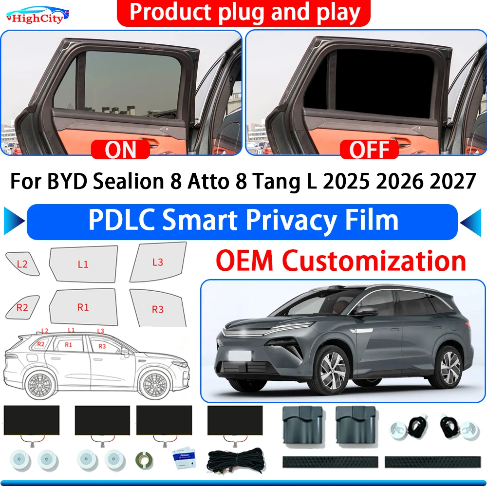 For BYD Sealion 8 Atto 8 Tang L 2025 2026 2027 OEM Electric Smart Privacy Film Polymer Dispersed Liquid Crystal Film Window Tint