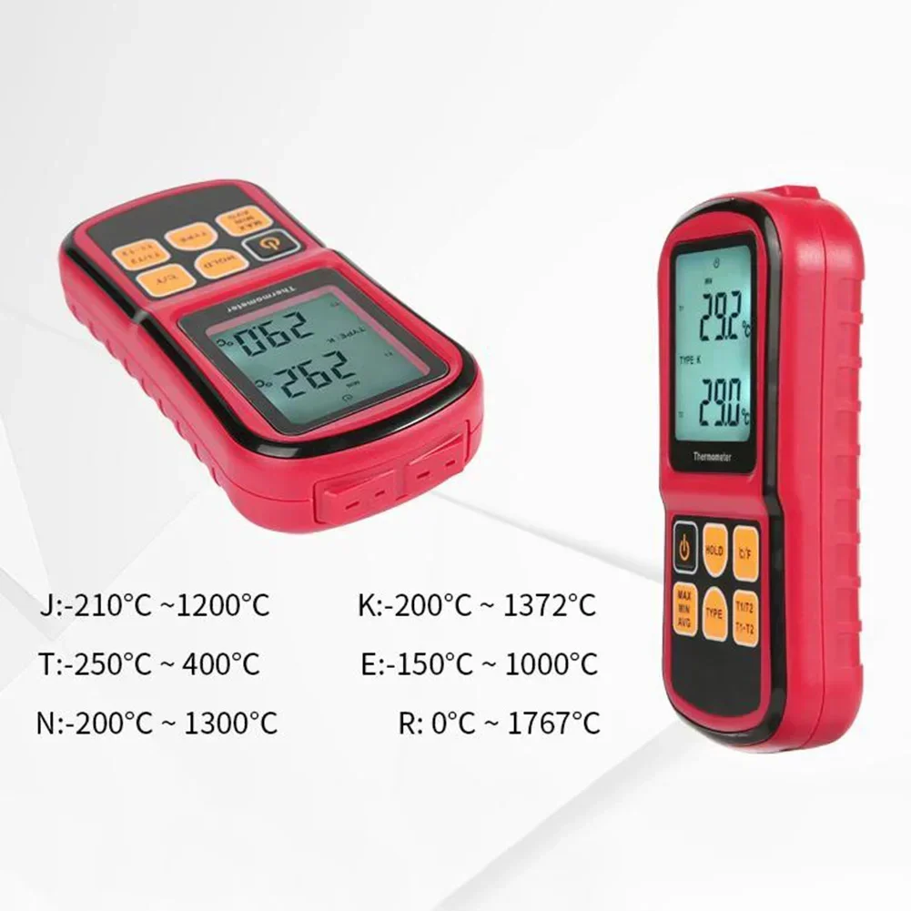 Digital Thermocouple Thermometer GM1312 Dual Channel Display Device For Precise J K T E R S N Type Temperature Monitoring
