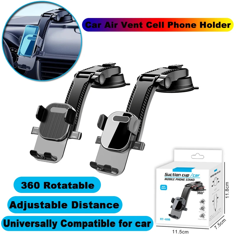 Universal Car Dashboard Smartphone Bracket 360 Degree Rotation Adjustable GPS Phone Car Holder with Suction Cup For Car Interior