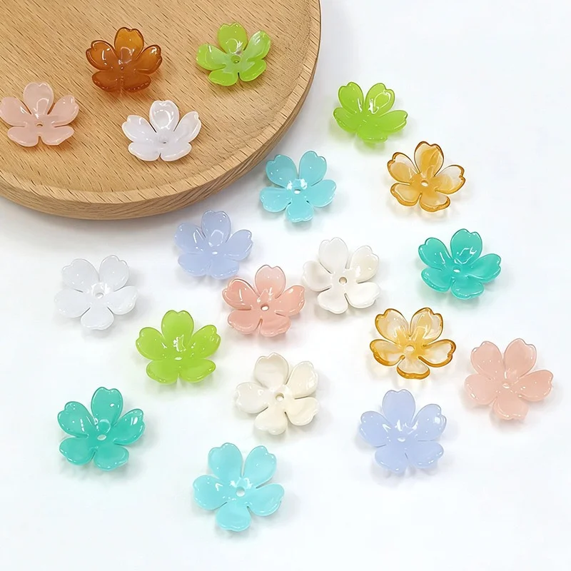 

New style 280pcs/lot 18mm color print cartoon flowers shape acrylic beads diy jewelry garment hair accssory