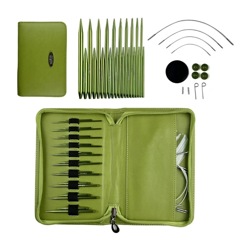 2.2mm-5.0mm Aluminum Circular Knitting Needle with Zippered Case for Knitting Dropshipping