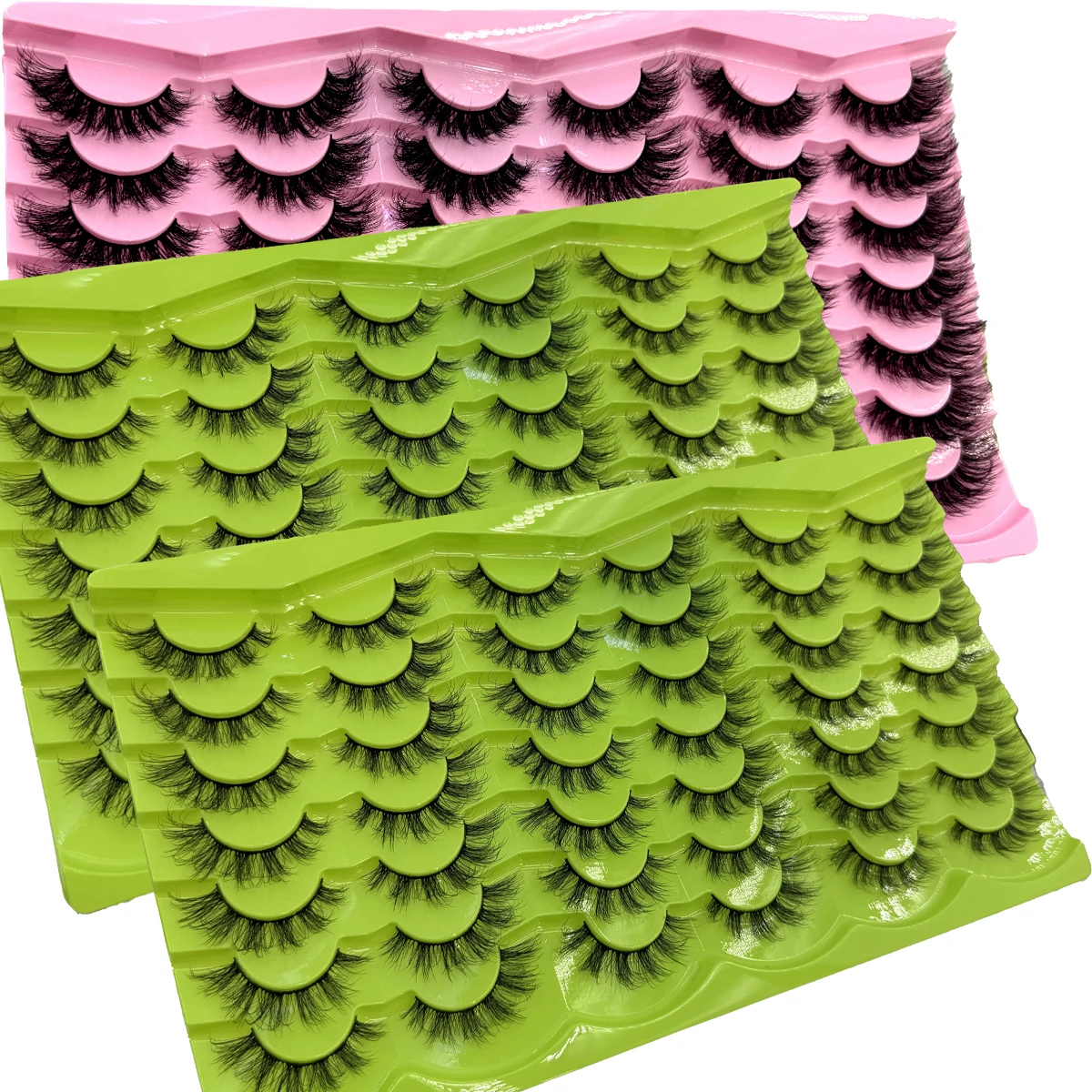 ふわふわで繊細な天然羽根の軽量効果つけまつげを備えた3D人工ミンクファー21ペア