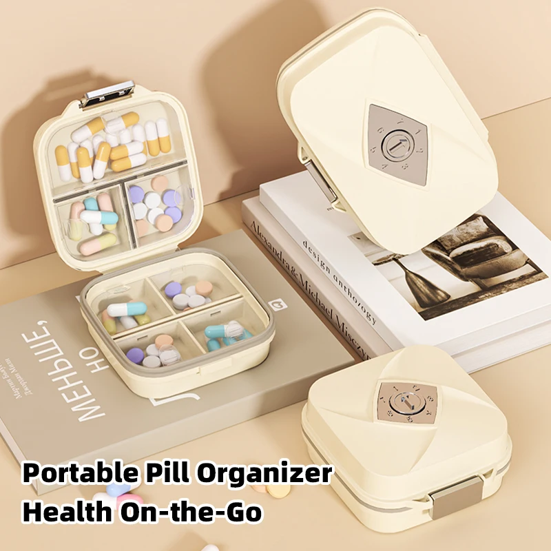 Mini portable pill storage box, travel portable small medicine box, mini plastic grid stylish small medicine box