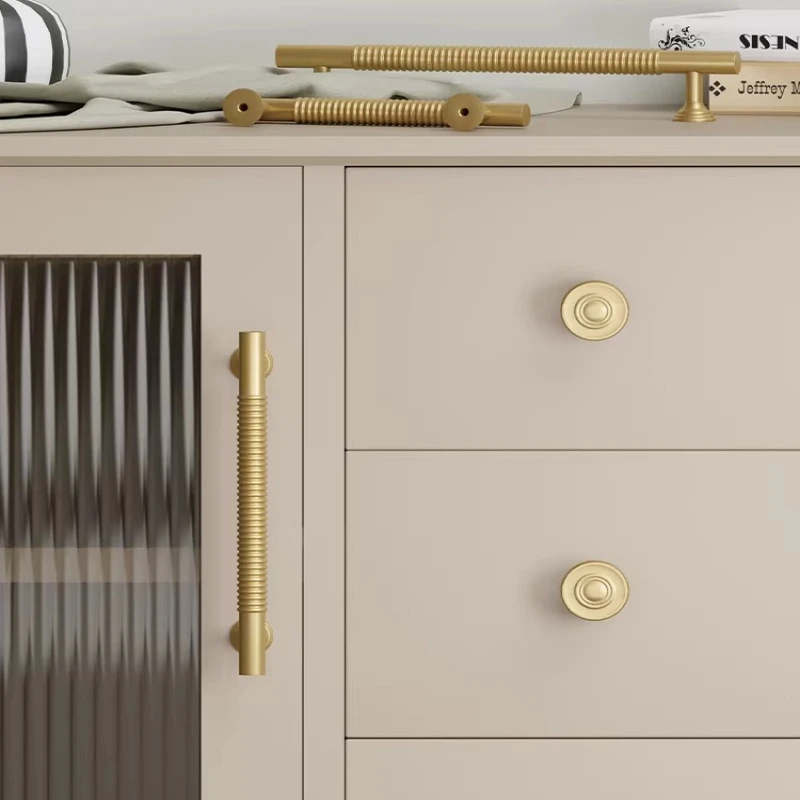 Personalized French Gold Simple Classical Drawer Handle High End Brass Cabinet Door Handle American Style Cabinet Thread Handle