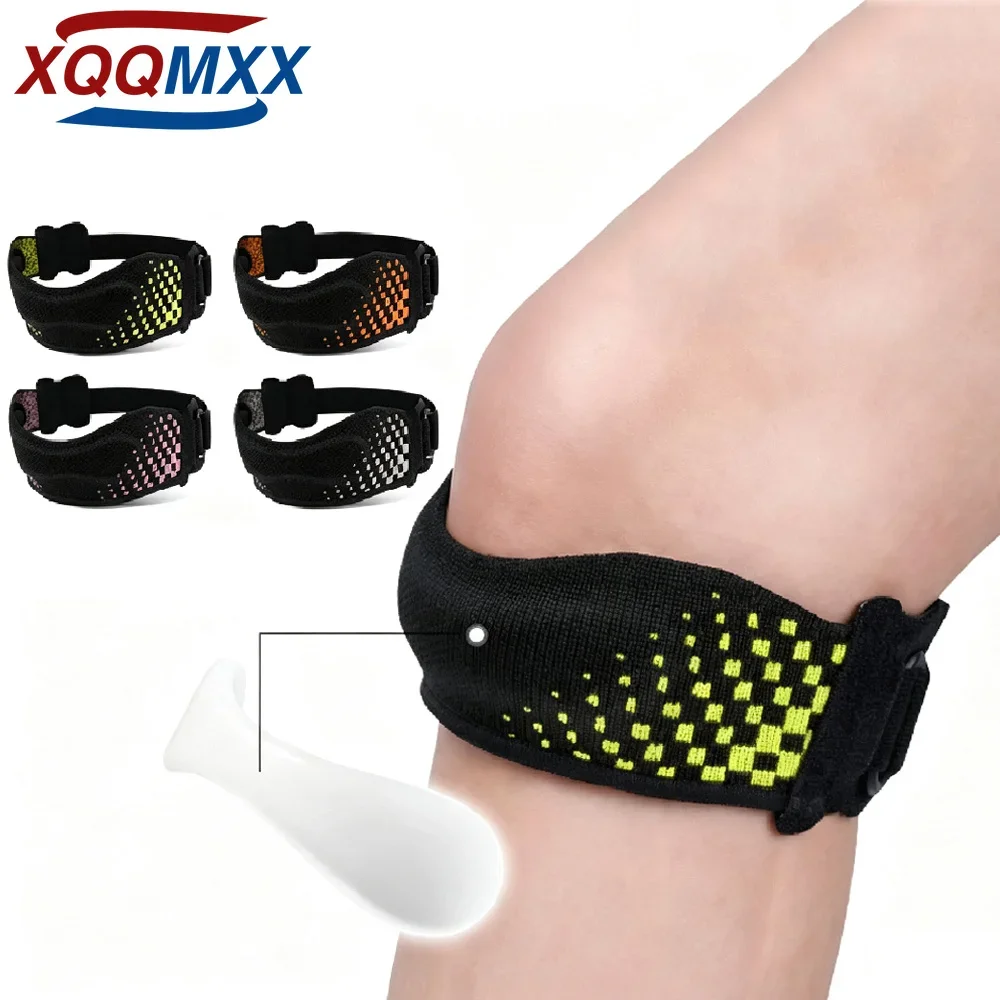 1/2PCS Adjustable Patellar Tendon Support Strap, Patella Band with Curved Silicone Cushion Pad,  Knee Strap for Running, Cycling