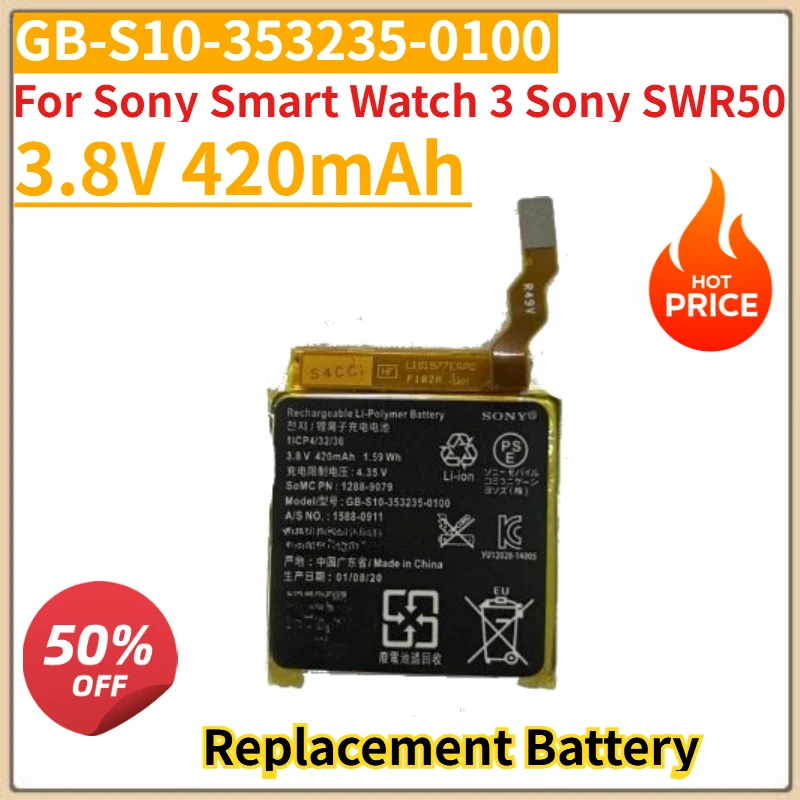 

High Quality New 3.8V 420mAh Replacement Watch Battery GB-S10-353235-0100 for Sony Smart Watch 3 Sony SWR50 with Tools