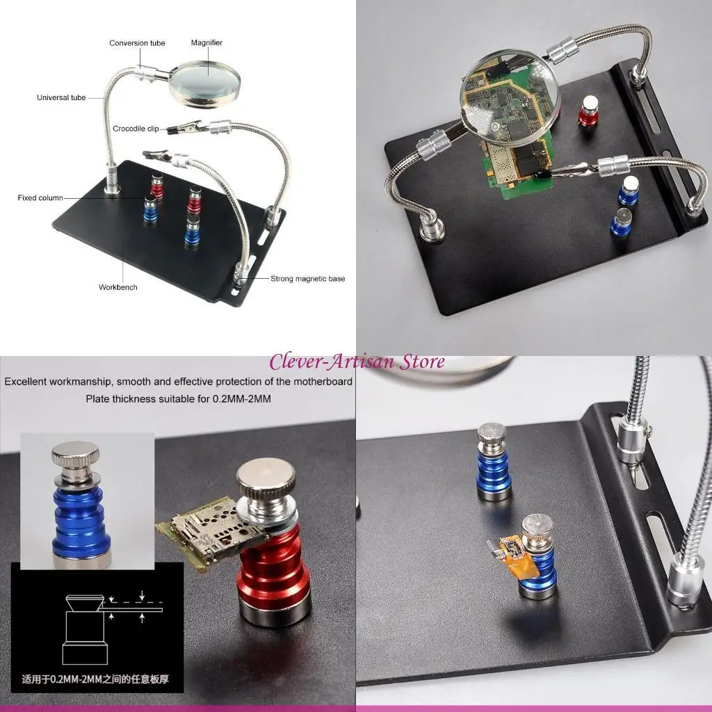 

E06B Metal Arms Helping Hands LED Lamp Helping Hands with Magnifier