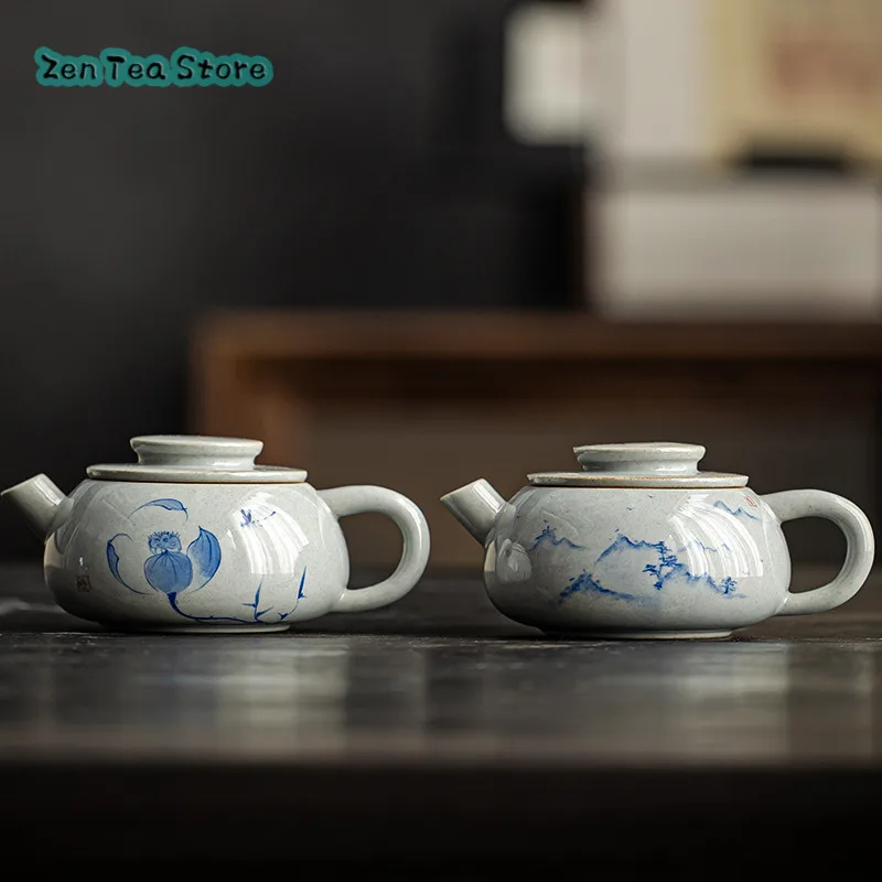 Drink Rock Tea Small Tea Teapot Household Ceramic Plant Wood Ash Hand-painted Antique Single Pot One Person Tea House