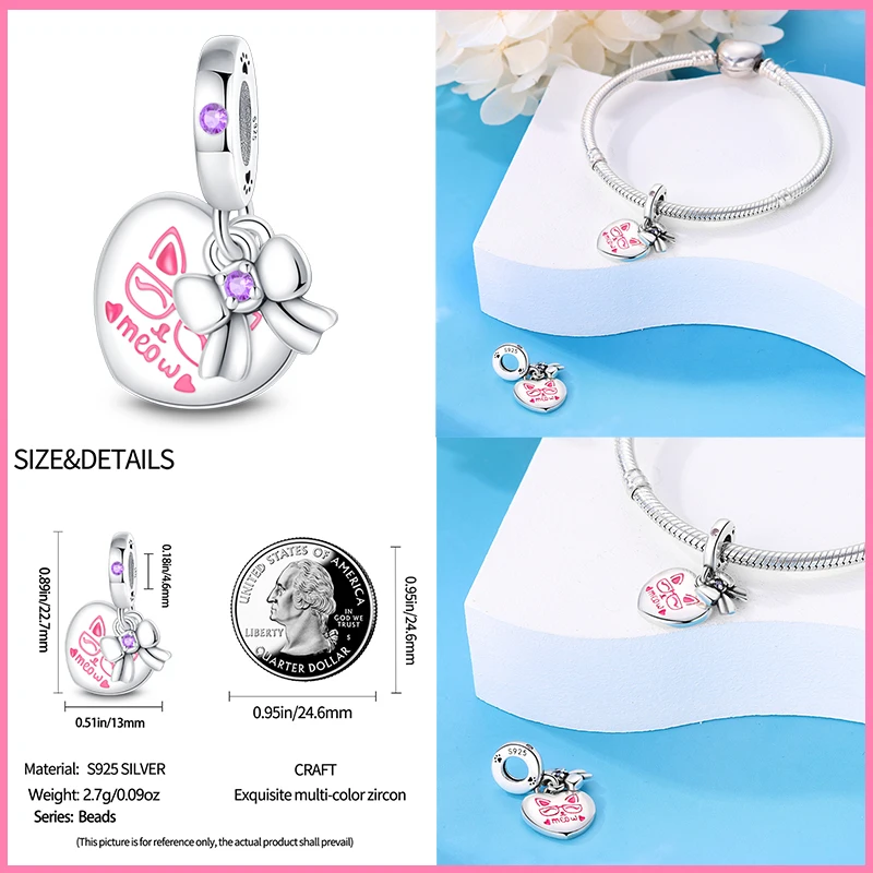 Neue 925 Sterling Silber rosa süße Katze Pfote Charms Perlen passen Qikaola 925 Original Armbänder exquisite DIY Geburtstag Schmuck Geschenke