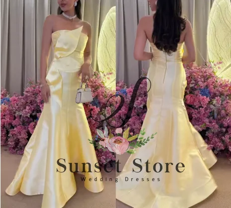 

Женские платья для выпускного вечера с желтой русалкой на молнии по индивидуальному заказу, вечерние платья больших размеров