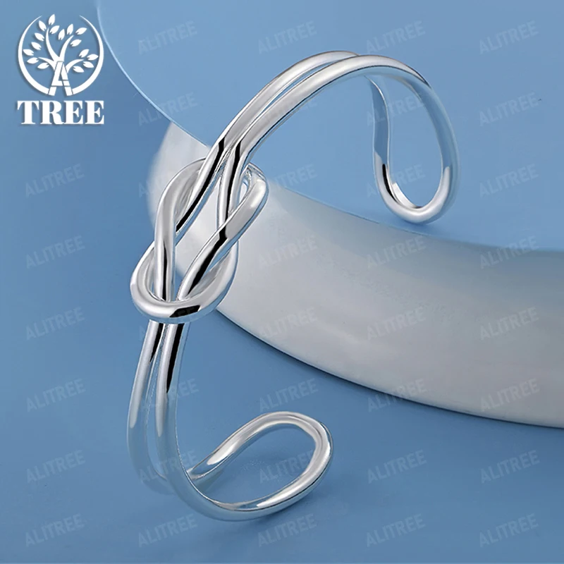 

New 925 Sterling Silver Bangles For Women Knot Opening Bangles Engagement Wedding Fine Jewelry Accessories Birthday Party