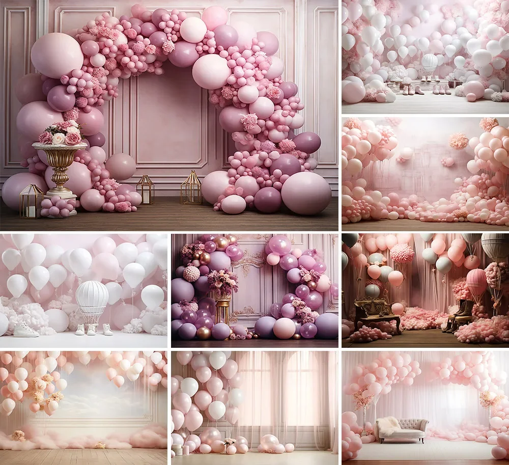 

Mehofond Photography Background 3D Arch Balloon Room Clouds Girl Birthday Party Cake Smash Portrait Decor Backdrop Photo Studio