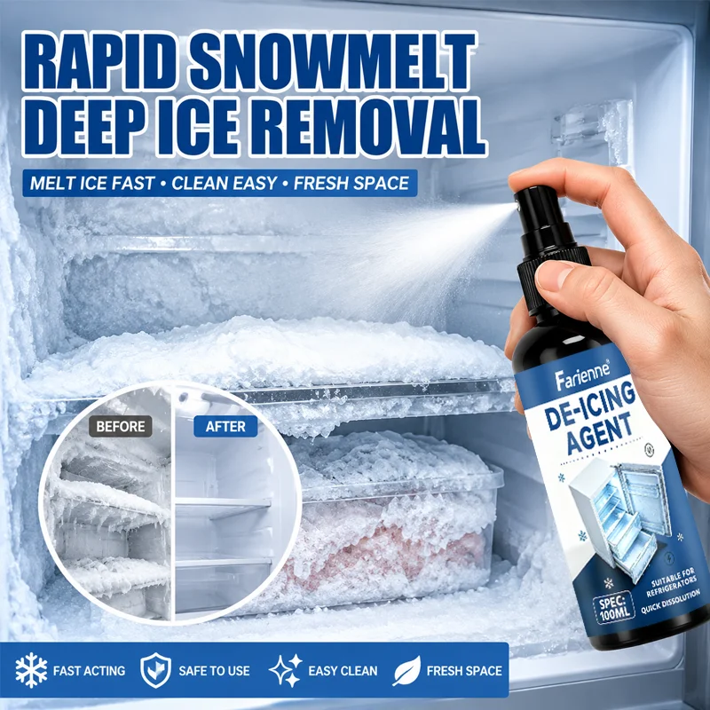 Refrigerator Defrost Spray Fast‑Acting Ice Melter Agent Quick Freezer Frost Remover for Fridge Freezer Ice Snow Buildup Cleaning