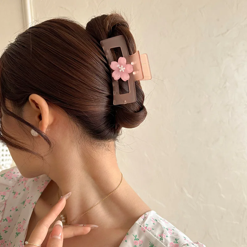 

Sweet Cherry Blossom Hair Clip Trendy Hair Accessory for Girls Cute Shark Clip Hair Ornament Valentine's Day Gift
