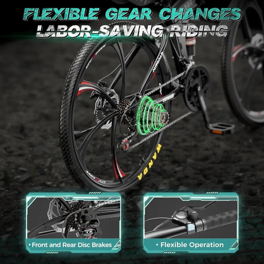 دراجة جبلية قابلة للطي للبالغين مقاس 26 بوصة مع نظام تروس 21 سرعة تعليق كامل إطار فولاذي عالي الكربون فرامل قرصية مزدوجة مدمجة #5