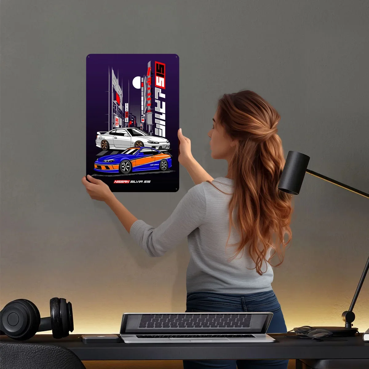 JDM نيسان سيلفيا S15 علامات معدنية سيارة المشارك لوحة معدنية خمر مخصص صفيح تسجيل ل جدار الفن الديكور عناصر ديكور المنزل #2