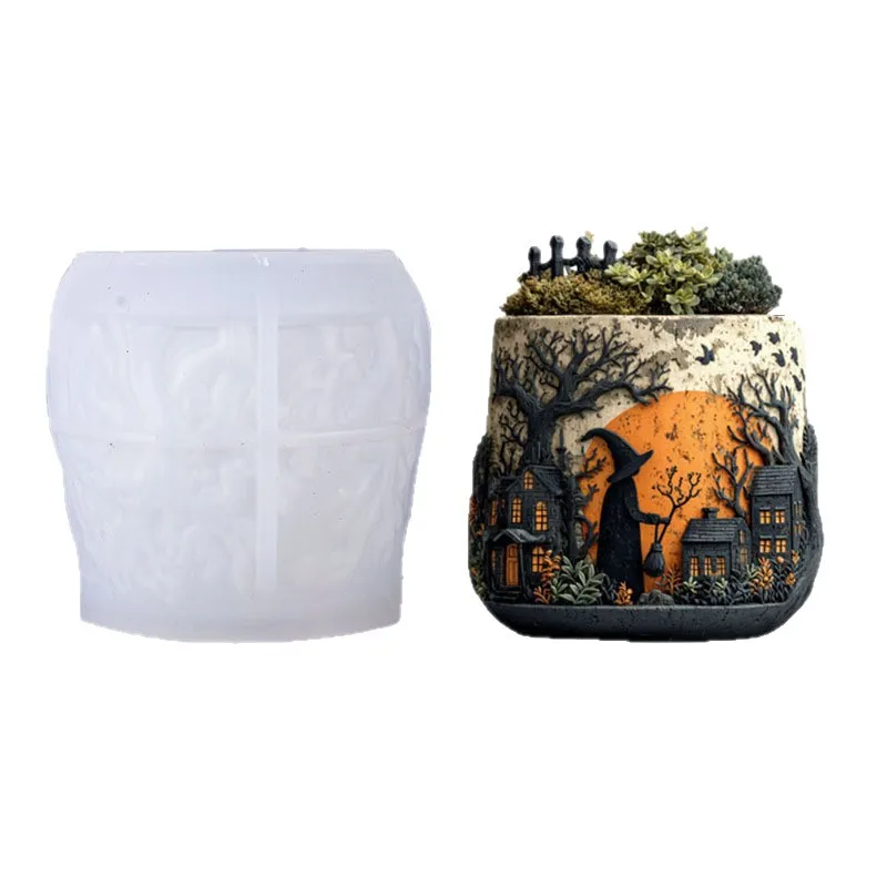 

Witch Candle Cup Silicone Mold DIY Handmade Concrete Plaster Candle Jar Flowerpot Epoxy Resin Molds Home Décor