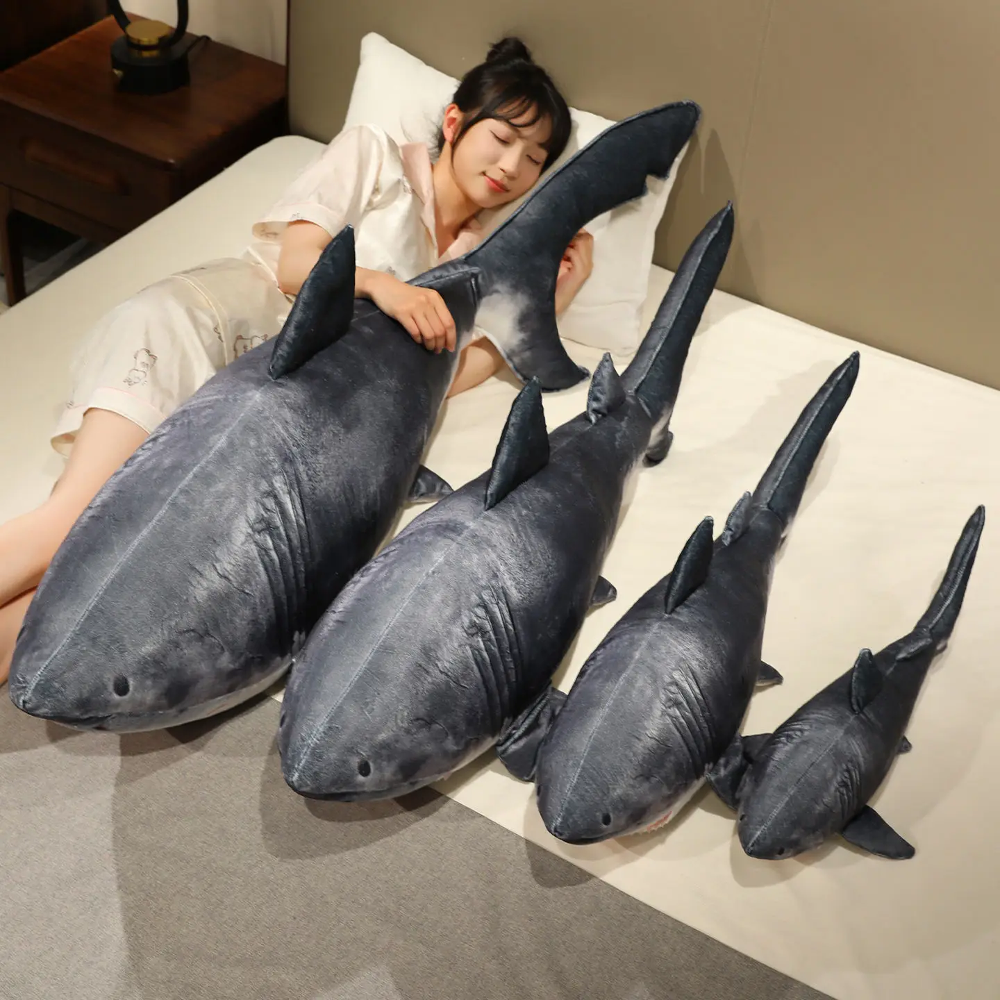 

55-135cm Lifelike Shark Plush Toy Large Size Soft Stuffed Simulation Animal Plush Pillow Cushion Doll Birthday Gifts