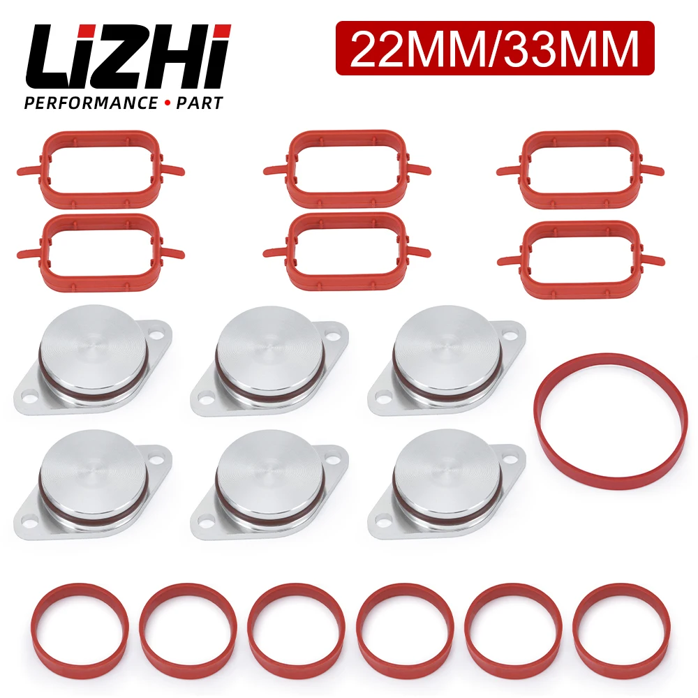 LZ - 6 x 33mm 22mm Diesel Swirl Flap Blanks Replacement Bungs with Intake Manifold Gasket for BMW 320d 330d 520d 525d 530d 730d