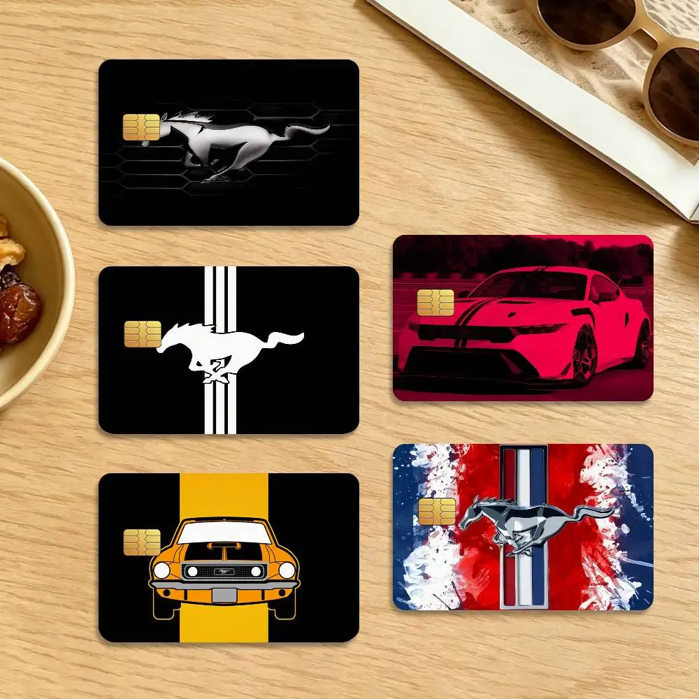 Cool Car F-Ford M-Mustang 4Pcs Waterproof Scratch Resistant Card Skin Stickers Fashion Decorative for Credit Debit Bank