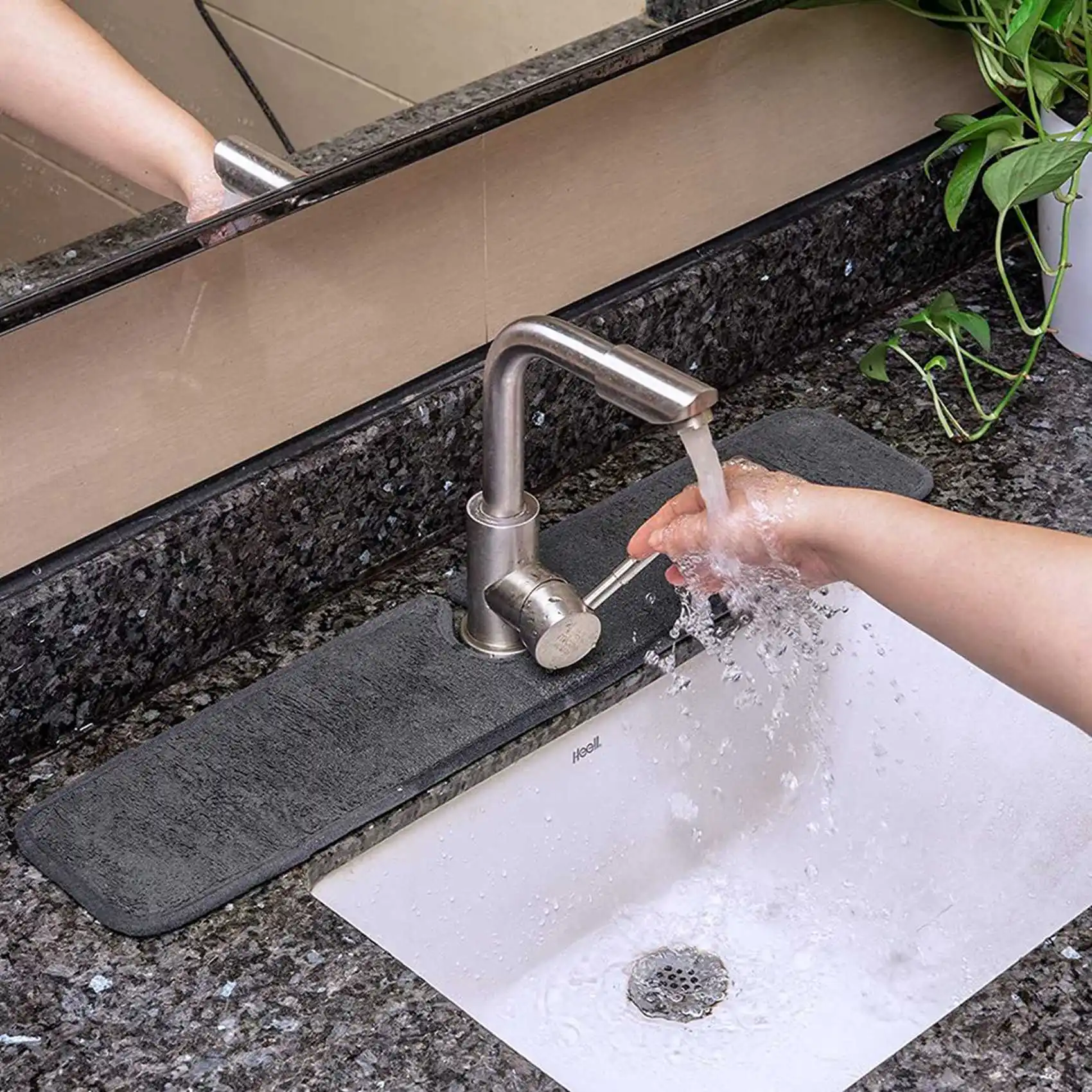 B62B-2X Sink Splash Guard, Faucet Absorbent Mat For Kitchen, Dish Drying Mat Behind Faucet, Drying Pads For Countertop