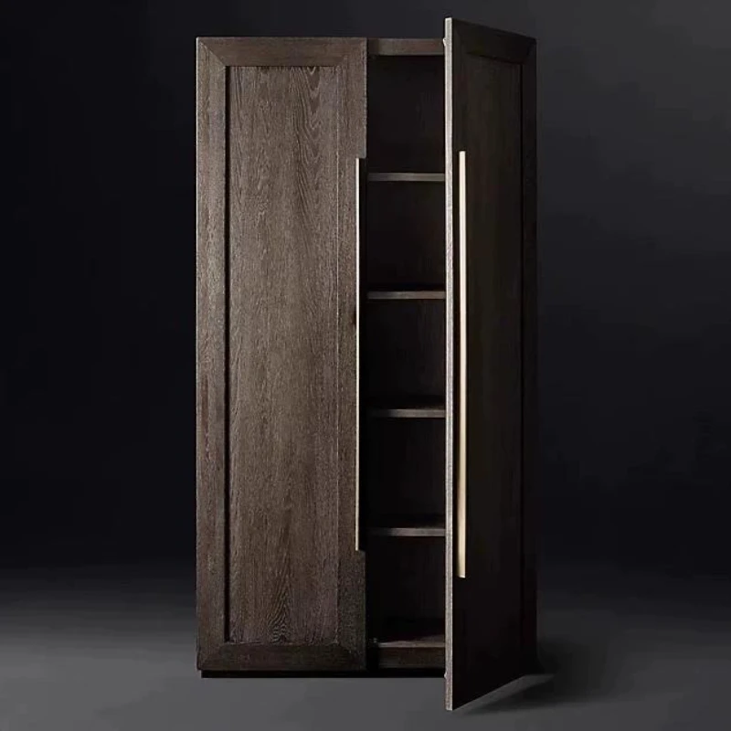 Light luxury solid wood adult wardrobe French country villa retro furniture oak full solid wood 5